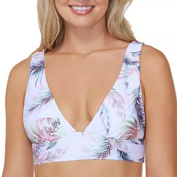 Raisins Island Swim Reversible Swim Bikini Top White Gingham M - Picture 1 of 11